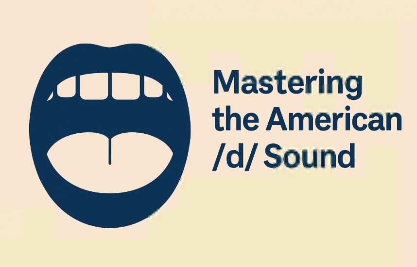 Minimalist 2D illustration showing tongue touching the alveolar ridge to represent the American /d/ sound articulation.
