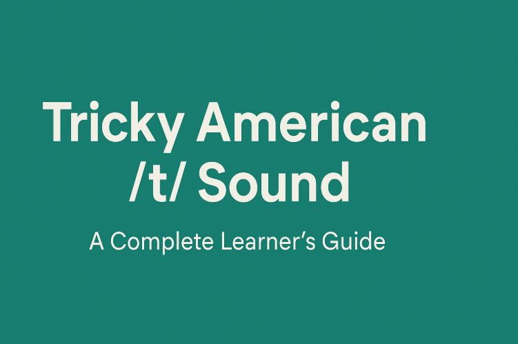 A minimal digital illustration showing a side view of a mouth forming the American /t/ sound, with tongue touching the alveolar ridge.